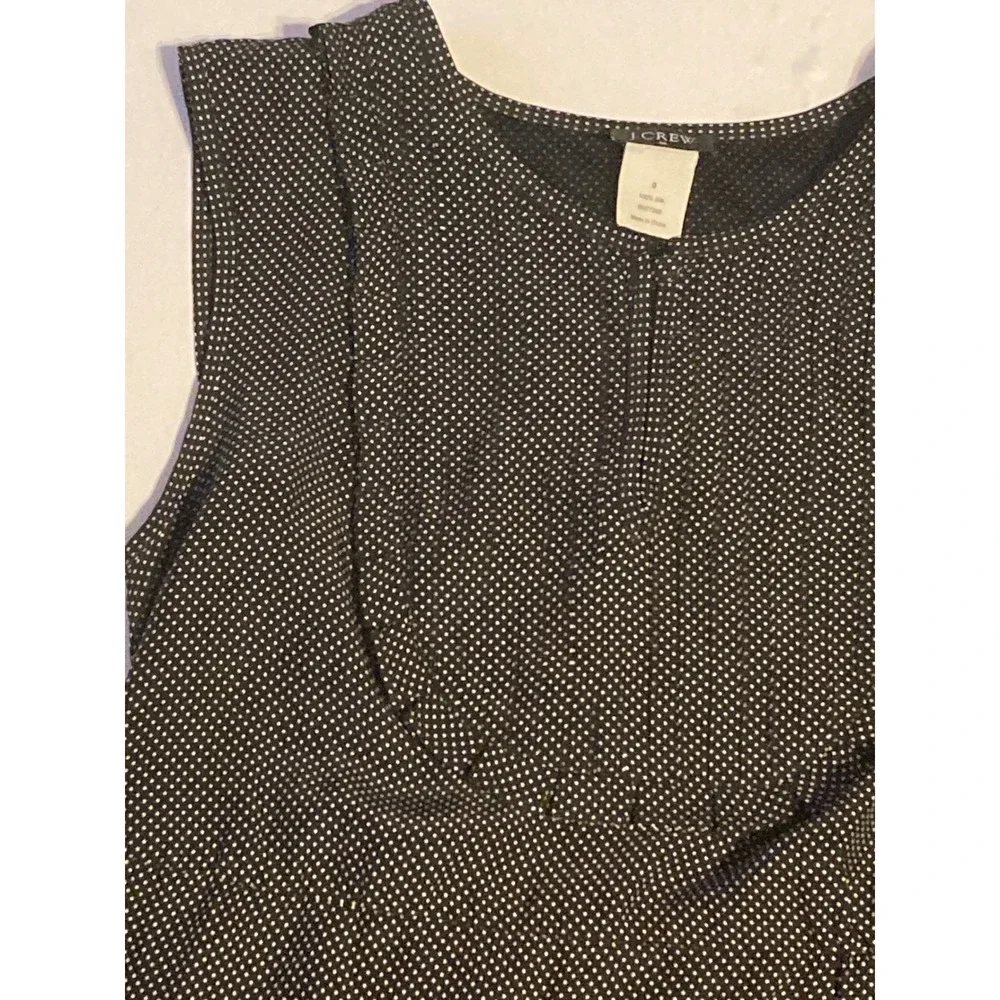 J. Crew Womens Silk Polka Dot Sleeveless Bib Front Blouse Black White Size‎ 0